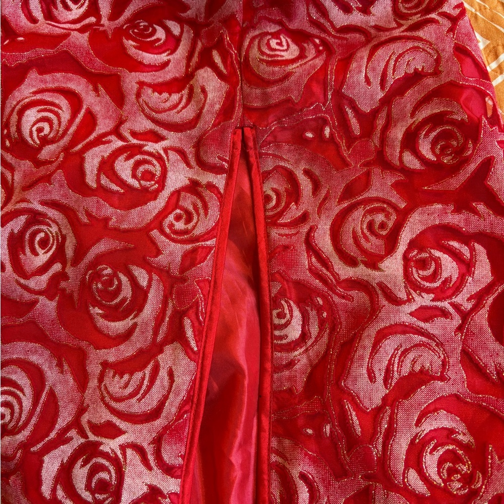 Red Rose Pattern Sleeveless Chinese Style Dress XL - Picture 4 of 5